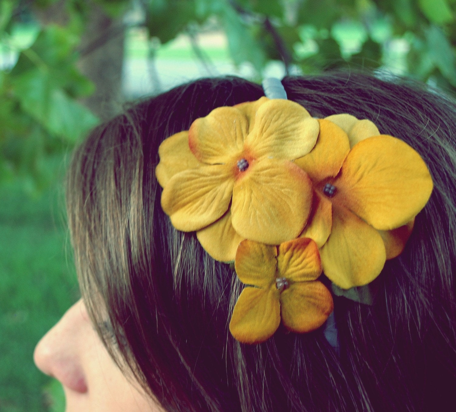 Mustard Yellow Flower Headband, Miranda