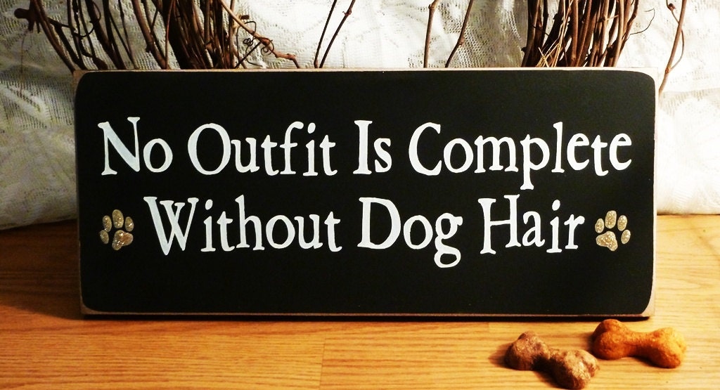 No Outfit Is Complete Without Dog Hair Funny Painted Wood Sign