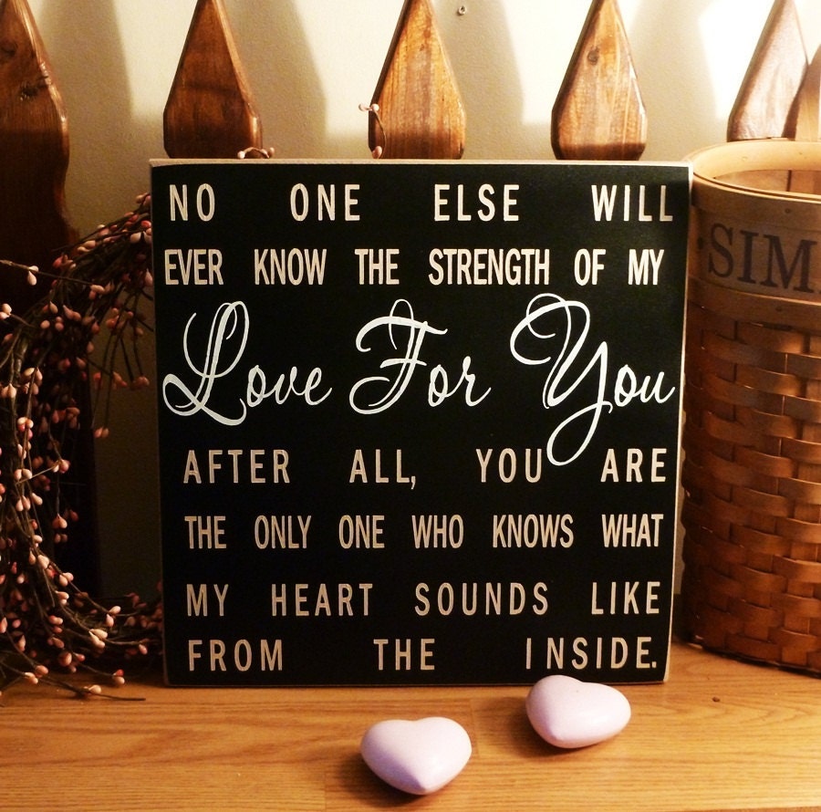 No One Else Will Ever Know The Strength Of My Love Painted Wood Baby Sign