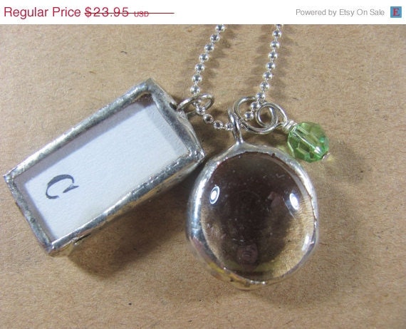 ON SALE Soldered Glass Bubble Charm Necklace Personalized Initial  Jewelry