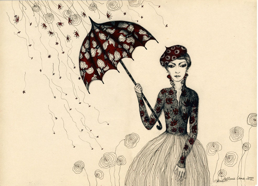 Rain In Paris    - Original Drawing