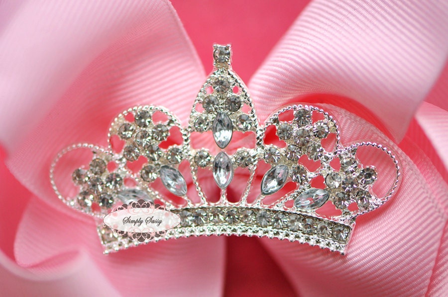10pcs Rhinestone Crystal Tiara Crown in Clear Flatback Metal Brooch Embellishment Adornment - Add a Pin Clip to Favors Invitations Frames