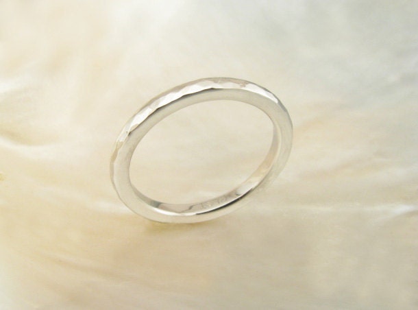 handmade wedding band -- 2mm hammered platinum ring, comfort fit