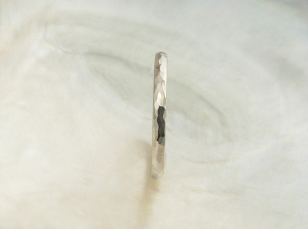 handmade wedding band -- 2mm hammered platinum ring, comfort fit