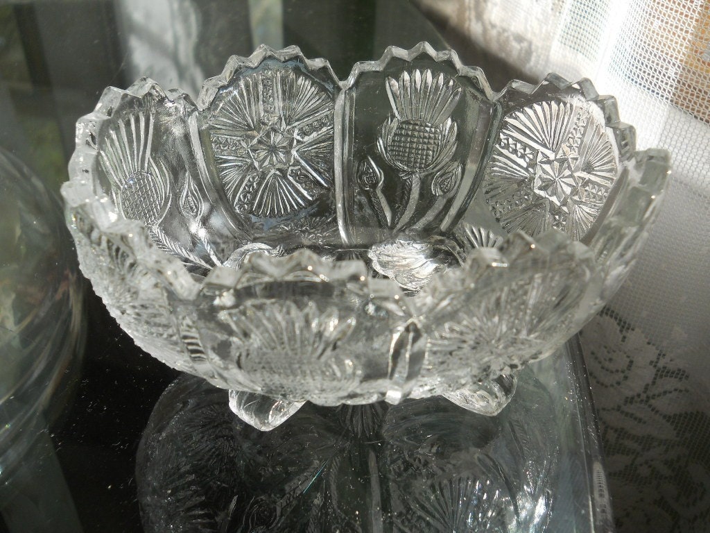 Thistle Pattern Pressed Glass Candy Dish By Todiehull On Etsy 3758