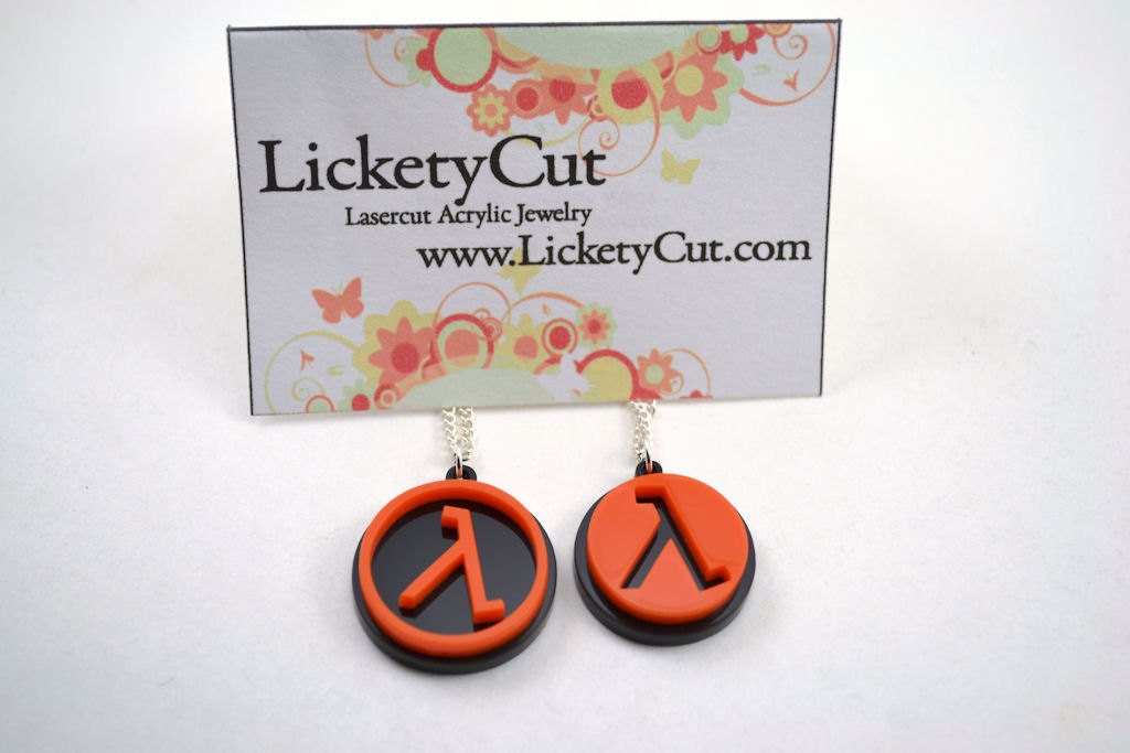 Half Life Lambda Necklaces - Pair of Laser Cut Acrylic Pendant Necklaces