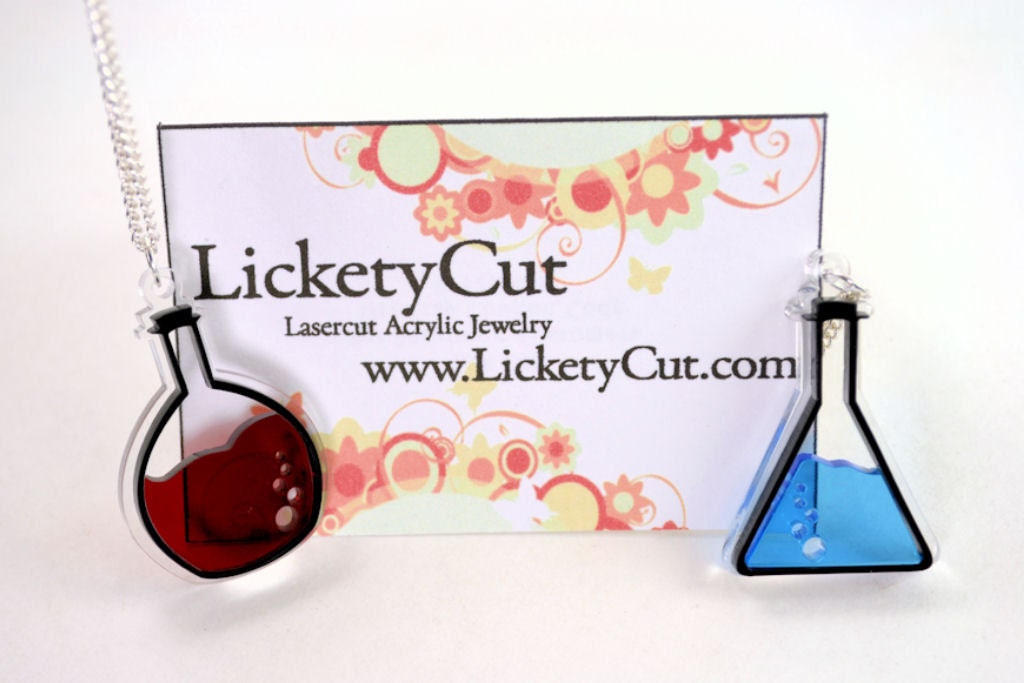 Health and Mana Friendship Necklace Set - Laser Cut Acrylic Best Friend Gaming Potion Pendants