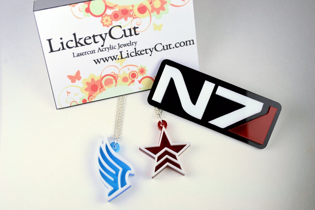 Mass Effect N7 Pin Backed Badge - Laser Cut Acrylic
