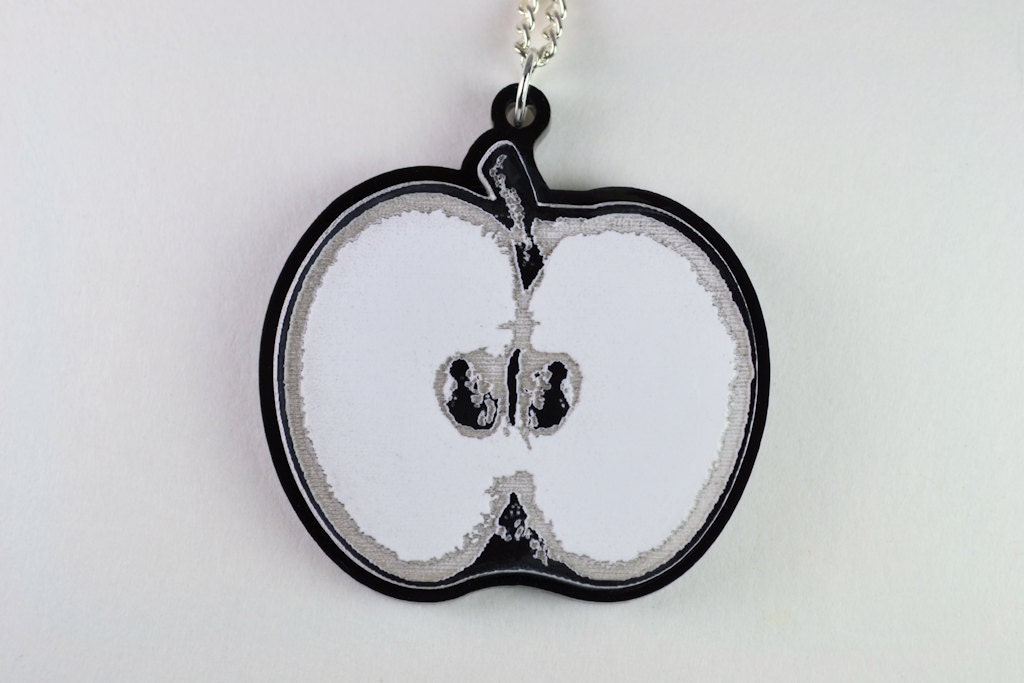 Fringe Apple Necklace - Laser Cut and Laser Engraved Acrylic