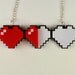 Health Bar Three Pixel Hearts Necklace - Laser Cut Acrylic  - Legend of Zelda Health Hearts Necklace