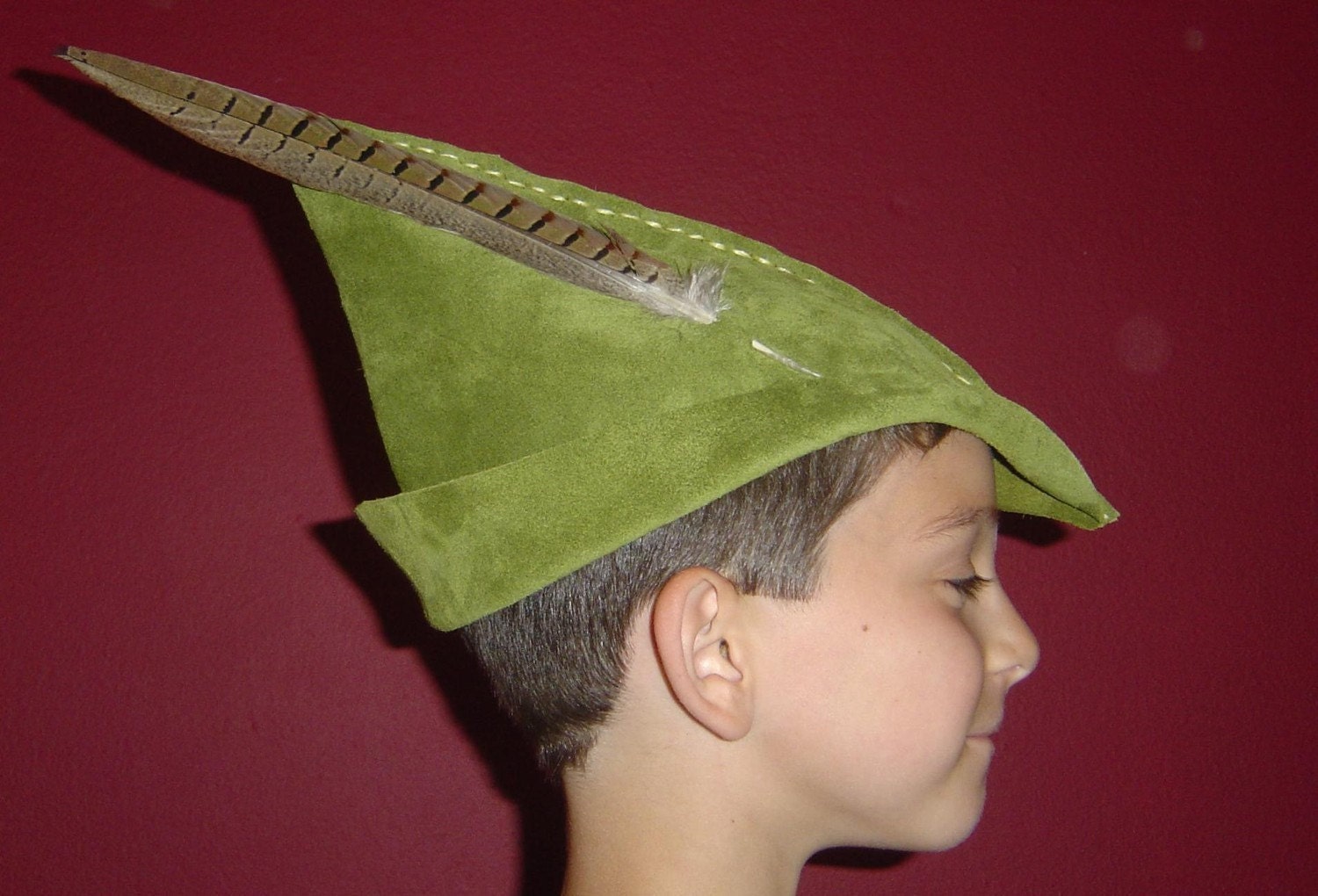 QUICK SHIP: Baby / Toddler Moss Green Suede Peter Pan / Robin Hood Child's Hat