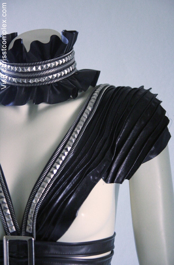 Harness Latex Studs Buckle Fetish Bondage Gothic Steampunk Cosplay Harness Bolero - Chrisst Unique Fashion SPECIAL ETSY PRICE