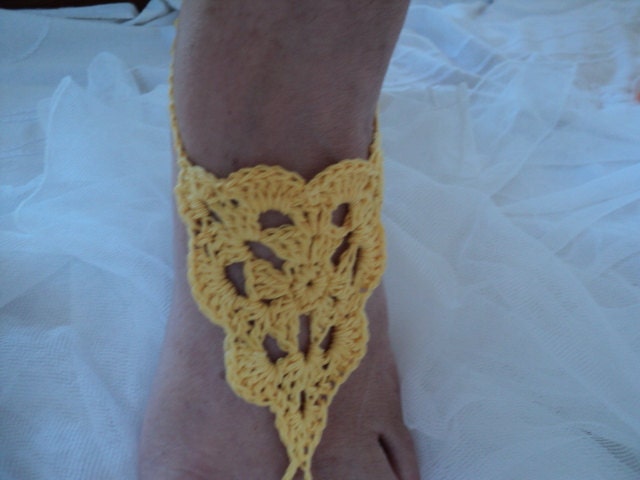 Barefoot Sandal Wedding Crochet ,Knitted,Sexy Foot Jewelry,Anklet,Cuff,Gypsy,Yoga,Thong,Nude,Bridal,Beach,Summer, Lace Sandals.