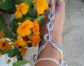 Crochet Barefoot Sandal,Knitted,Sexy Foot Jewelry,Anklet,Toe Ring,Gypsy,Yoga,Thong,Nude Bridal,Beach,Summer, Lace Sandals.