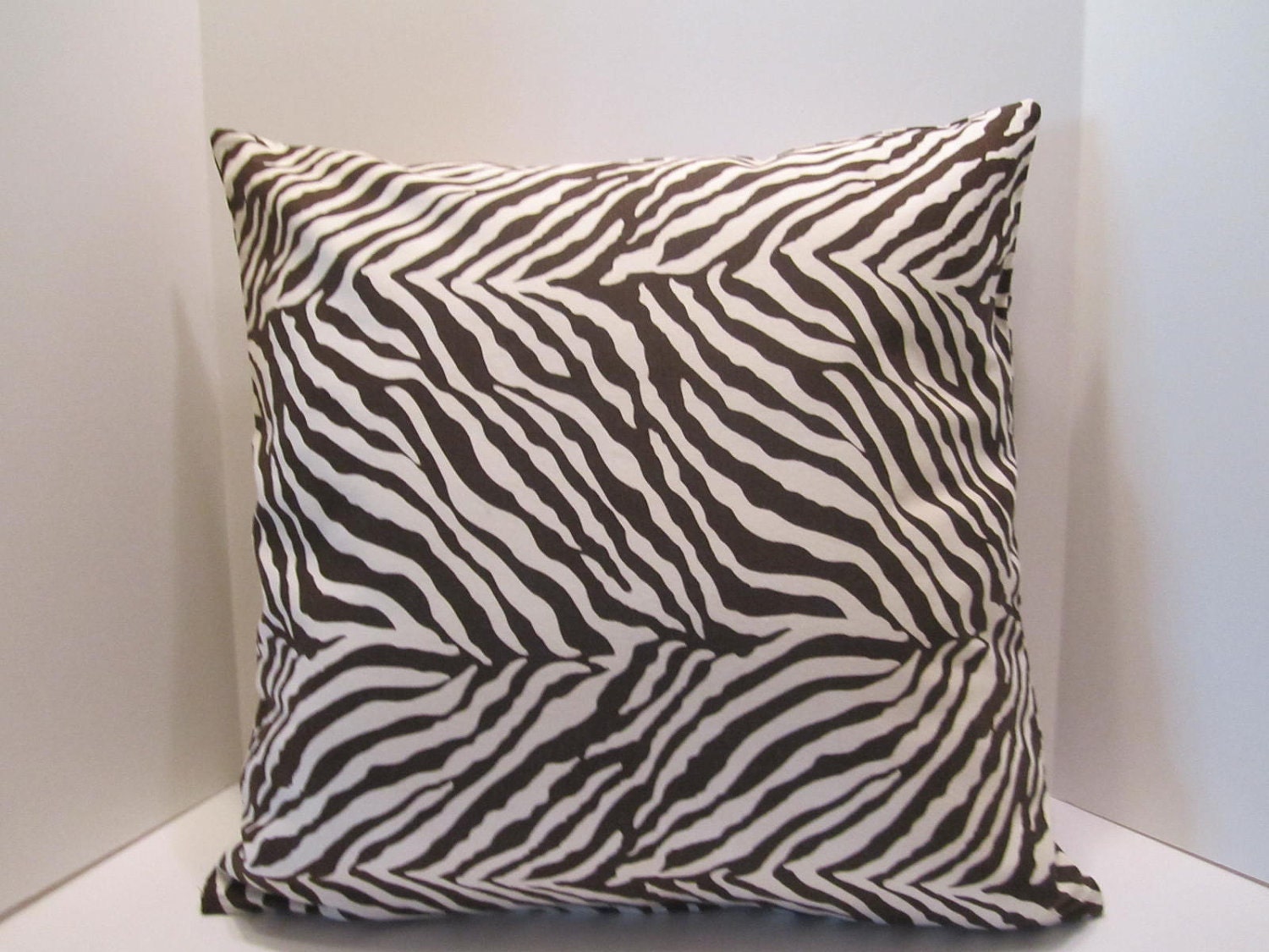 Zebra Print Pillow Cover Brown and White Fun Funky by vertzvkv