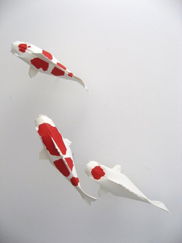 Kohaku and Tancho Origami koi pond