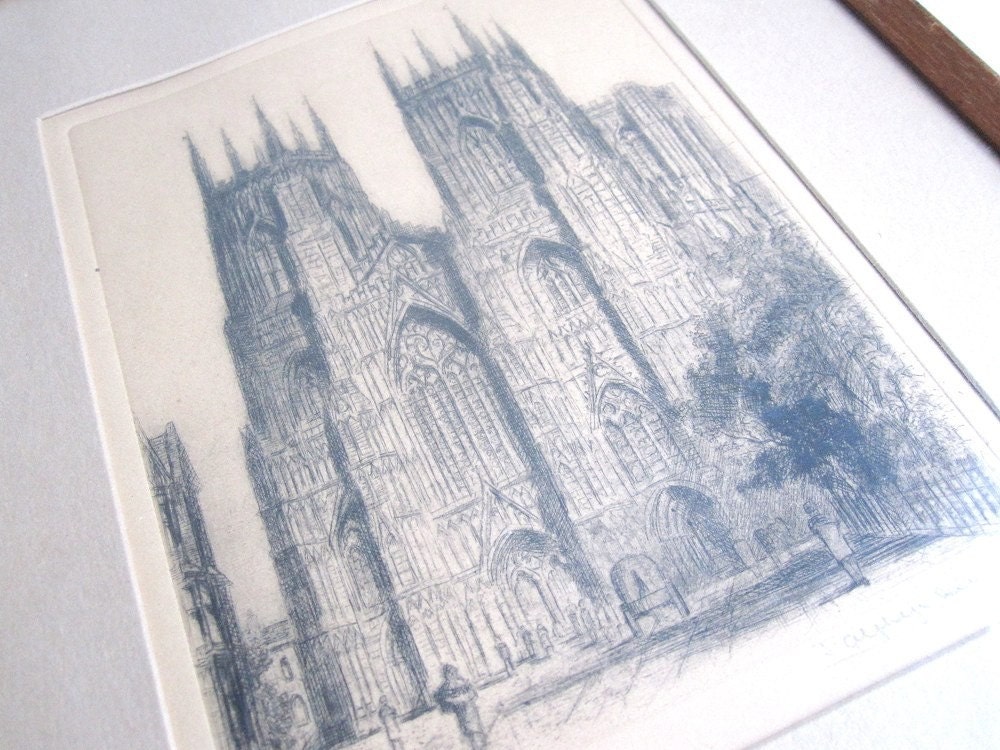Original Pencil Signed Drawing York Minster