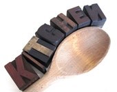 Wooden Letterpress Antique Blocks Alphabet Kitchen Display