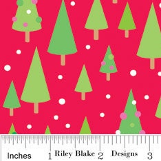 Riley Blake Christmas Tree in Red, 1 yard, add'tl yardage available