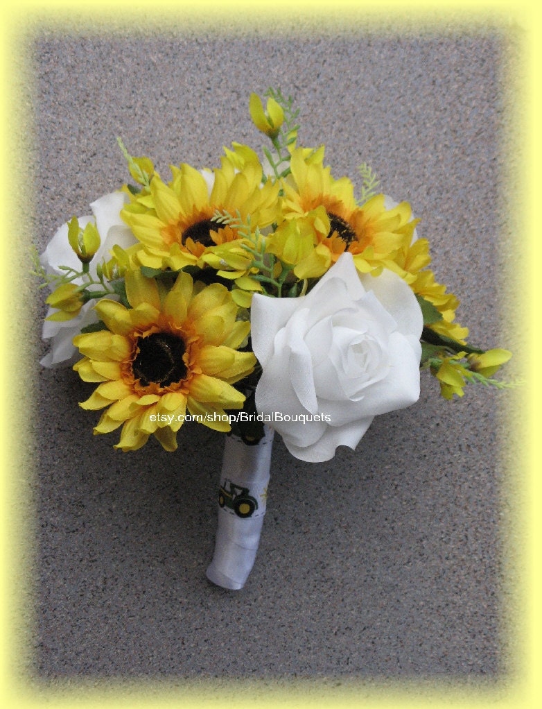 13 Piece John Deere Wedding Flowers, with White Roses