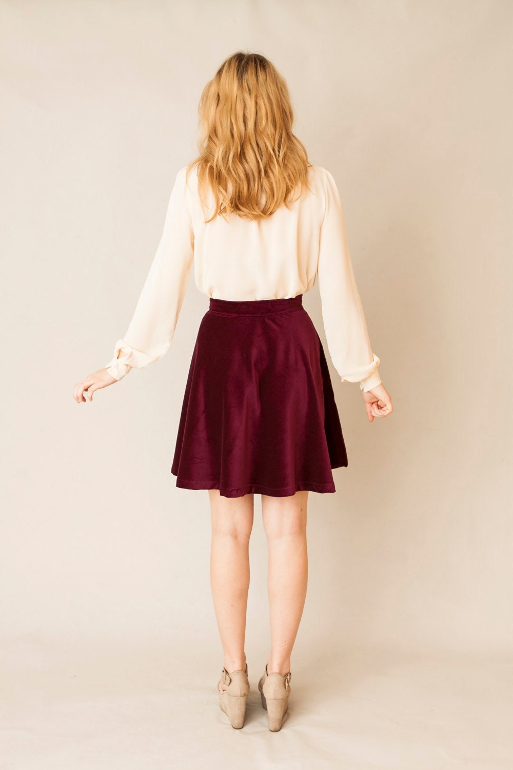 Paulette Skirt - Claret - Made To Order