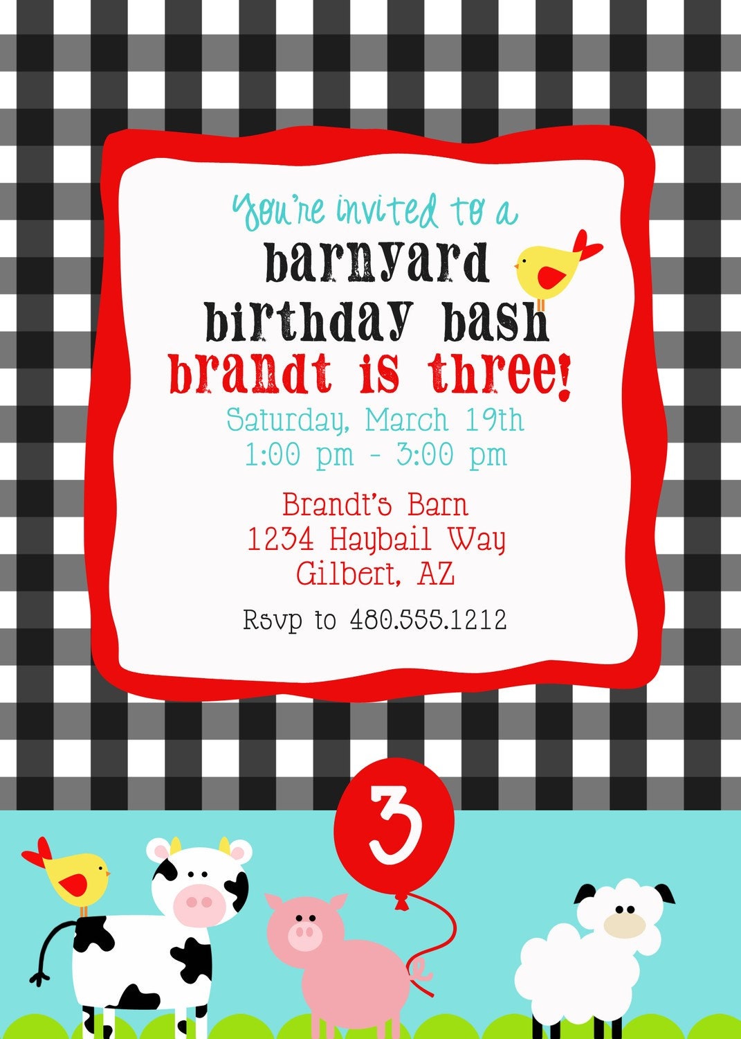 Printable Party Invitation - Farm Animals Birthday Party or Baby Shower Il_170x135