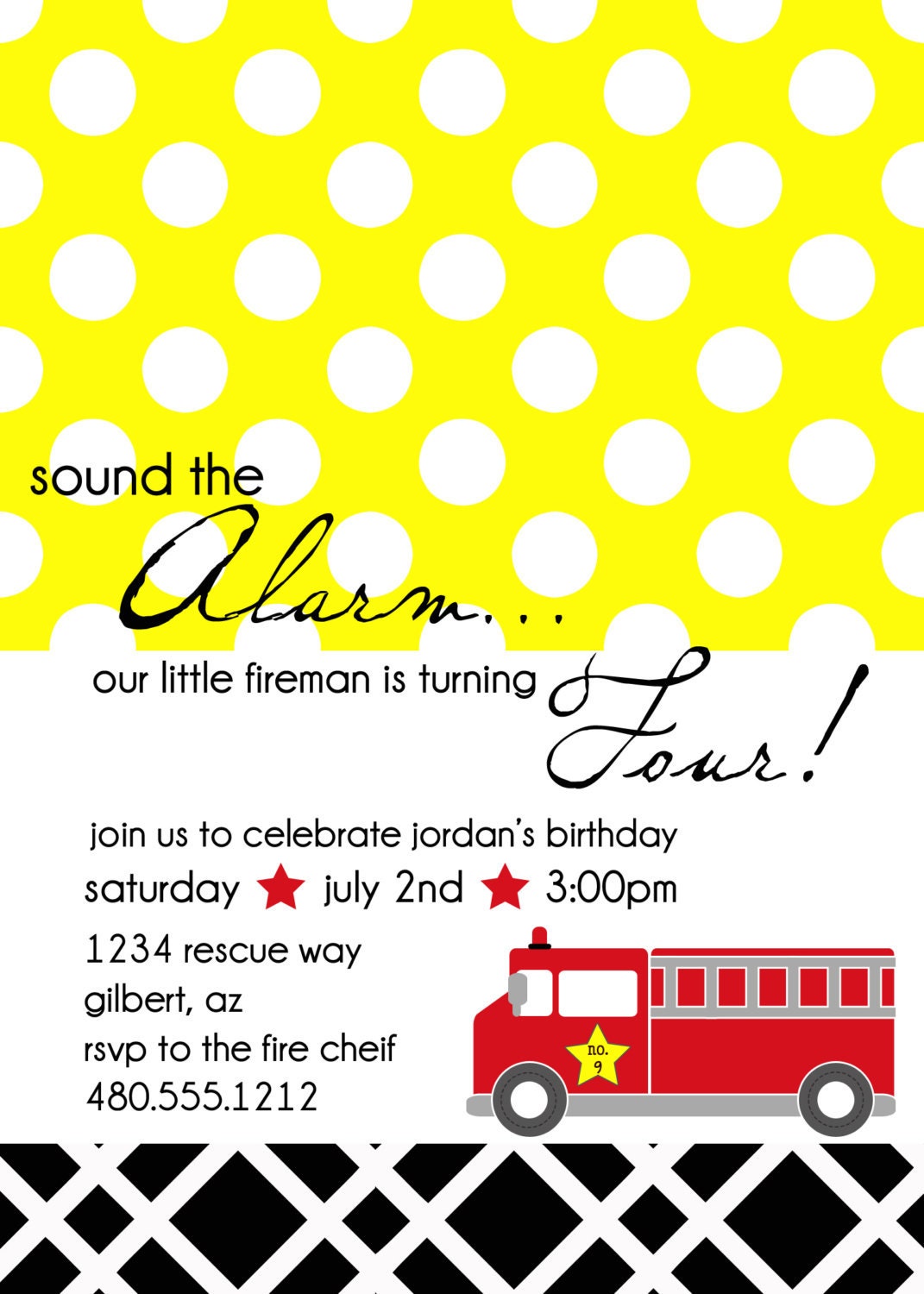 PRINTABLE PARTY INVITATION - Fire Truck Collection