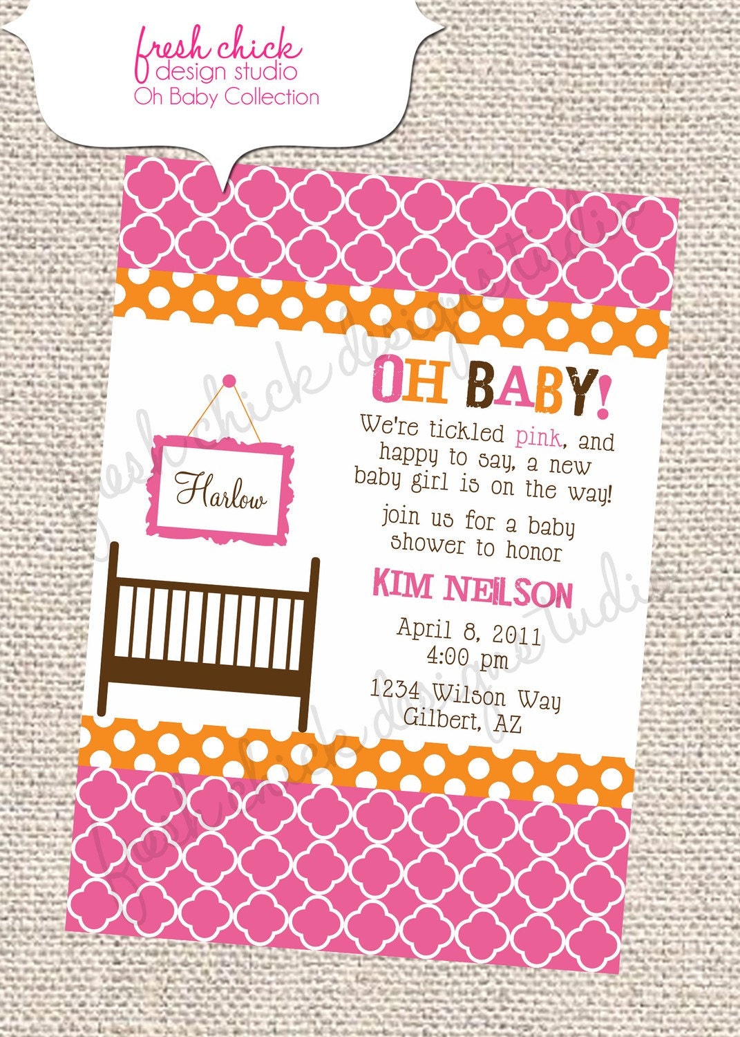 PRINTABLE PARTY INVITATION - Oh Baby Shower Collecion - Girl Il_570xn