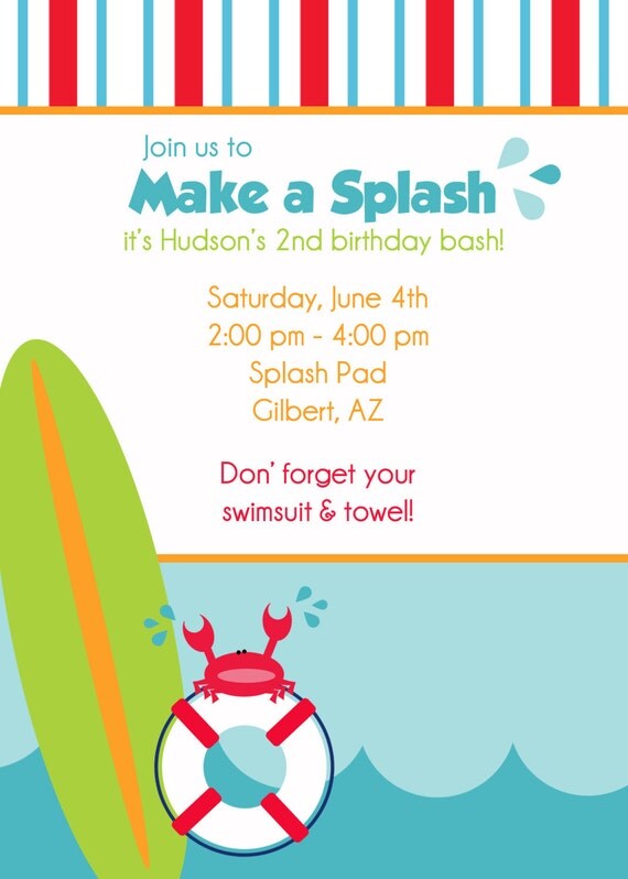 PRINTABLE PARTY INVITATION - Surf's Up Crabby Collection Il_570xn
