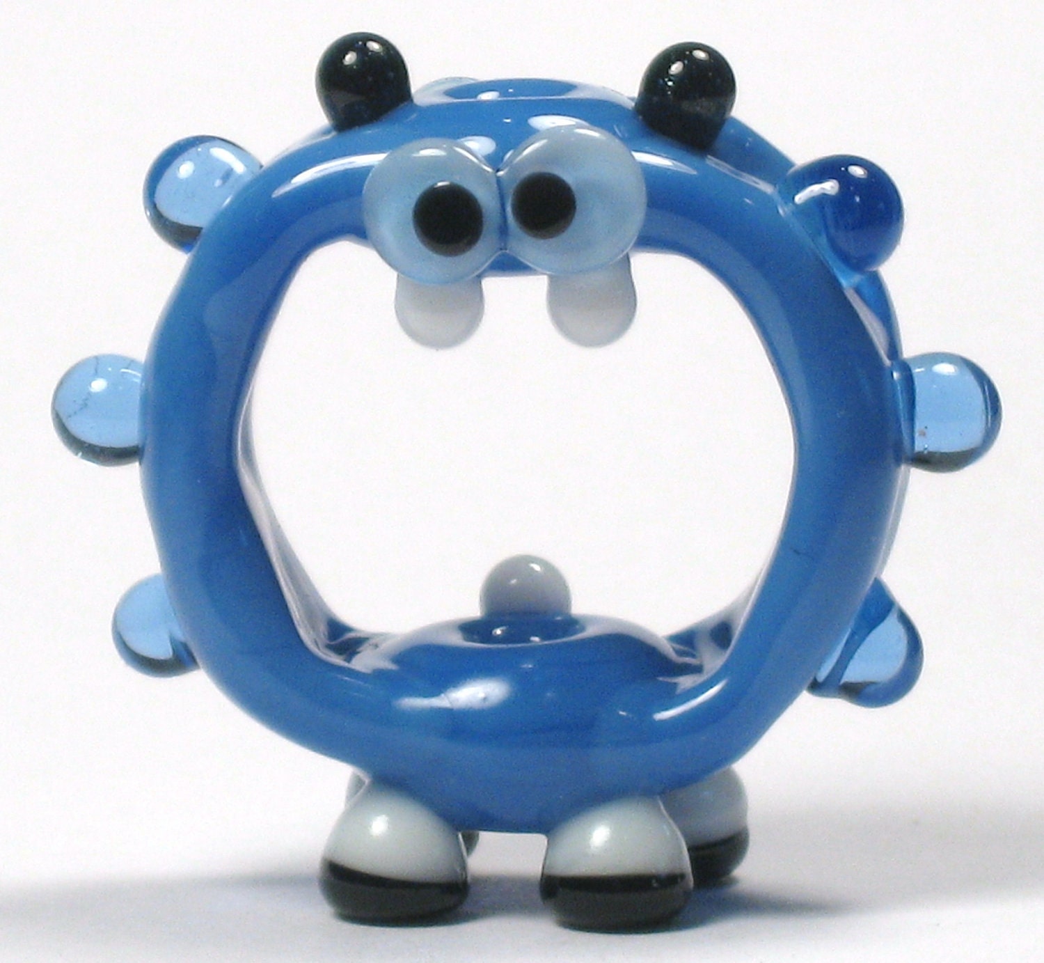 Periwinkle Blue Screaming Alien Lampwork Glass Bead NLC Beads