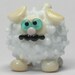 White Mustache Sheep Lamb Ewe Lampwork Glass Bead NLC Beads
