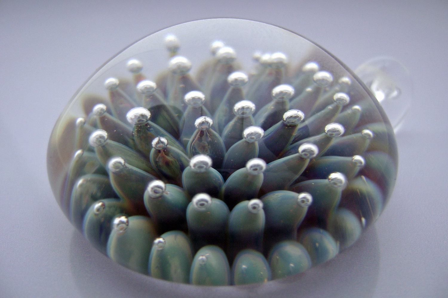 Flameworked Glass Air Trap Implosion Pendant