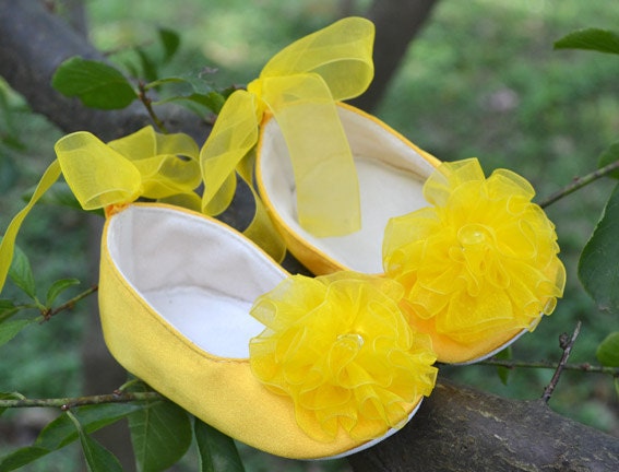 Soft bottoms yellow party shoes Tutu skirts  ballat flats infants baby toddler girl shoes
