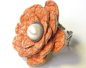 Recycled Orange Leather Ring