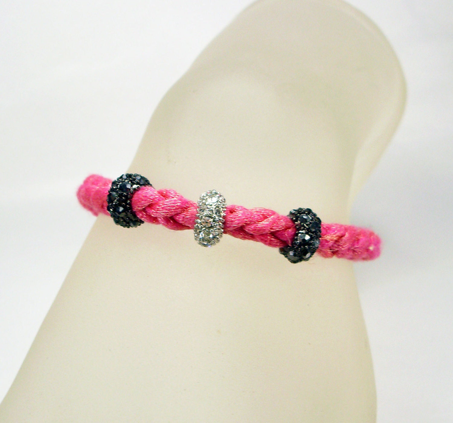Hot Pink Rhinestone Dinara Bracelet Magnetic Clasp