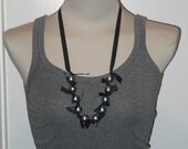 Chic Vintage Inspired Silver Pearl and Grosgrain Ribbon Necklace