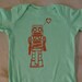 Robot Love Onesie - Lime Green with Orange Print