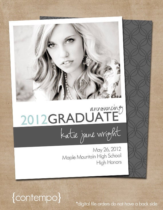 Graduation Photo Card (Digital or Printed)- "Contempo"