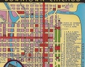 Vintage Chicago Map Postcard - Downtown Chicago YMCA Hotel South Wabash Avenue Facilities for 2000