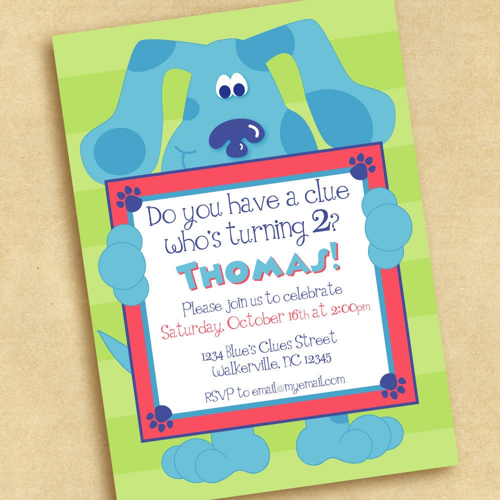 Blue's Clues Invitation Birthday Party Printable by punkinprints