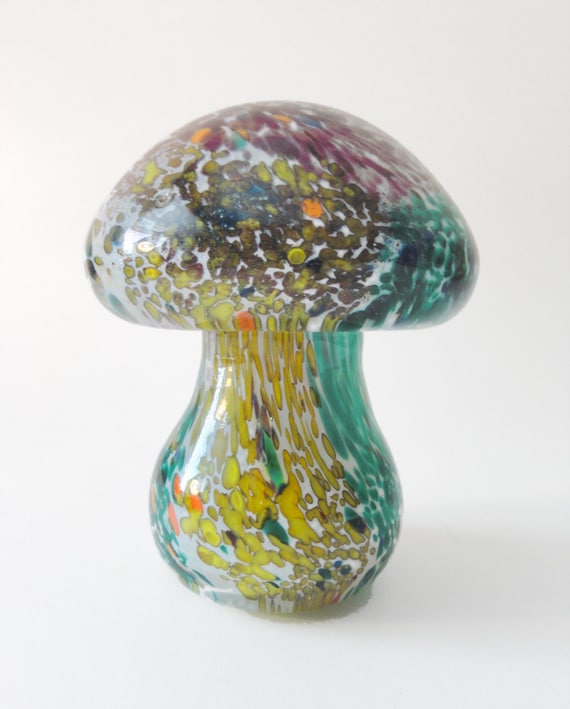 Vintage Mushroom Art Glass Paperweight by Chixycoco on Etsy