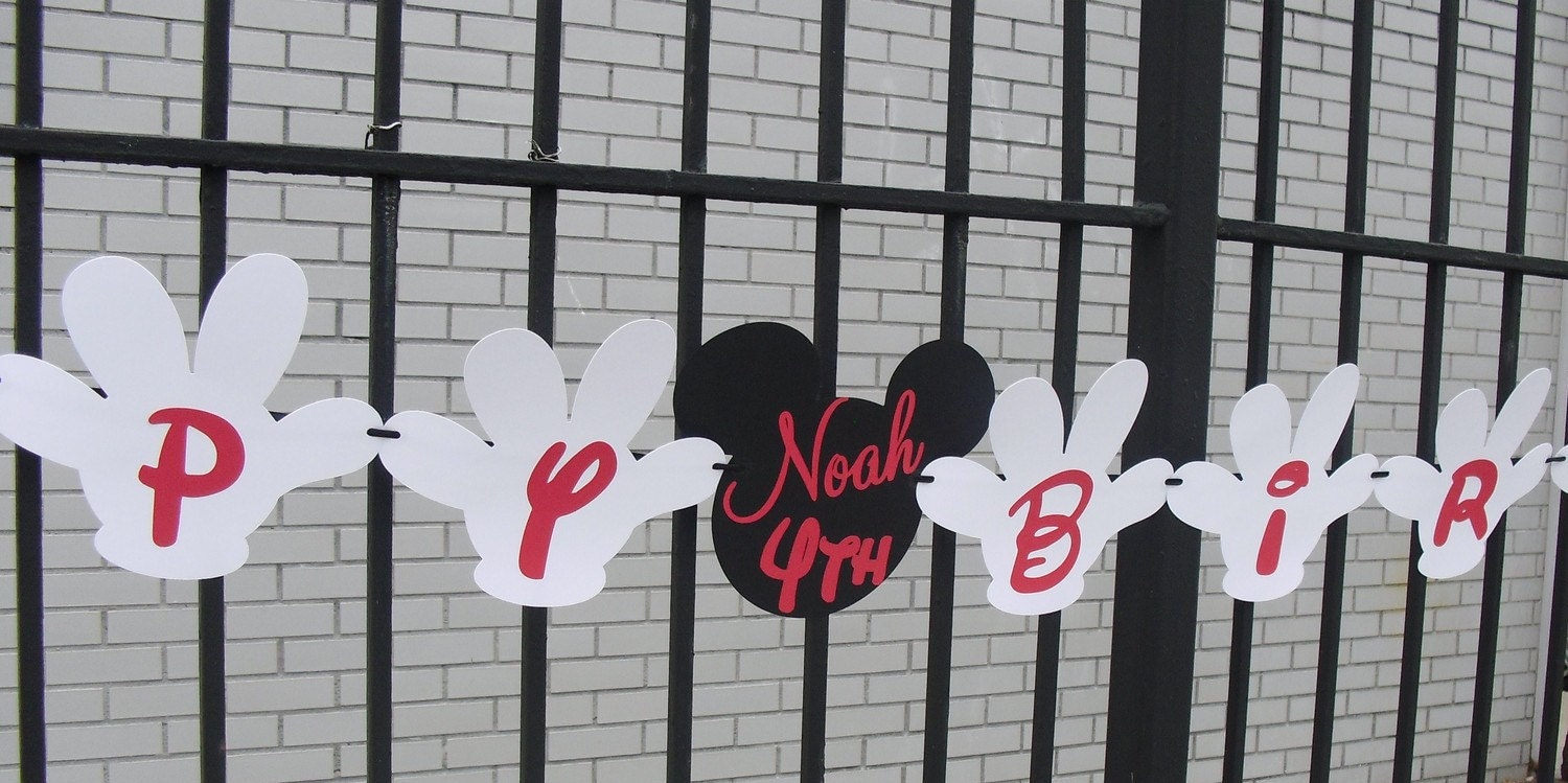 Mickey Mouse Inspired Happy Birthday Banner