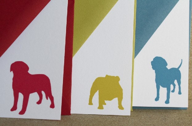 Dog Silhouette- set of 20 personalized stationery cards with matching envelopes