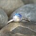 Stackable Checkerboard Cut Rainbow Moonstone - 6mm bezel set Sterling Silver