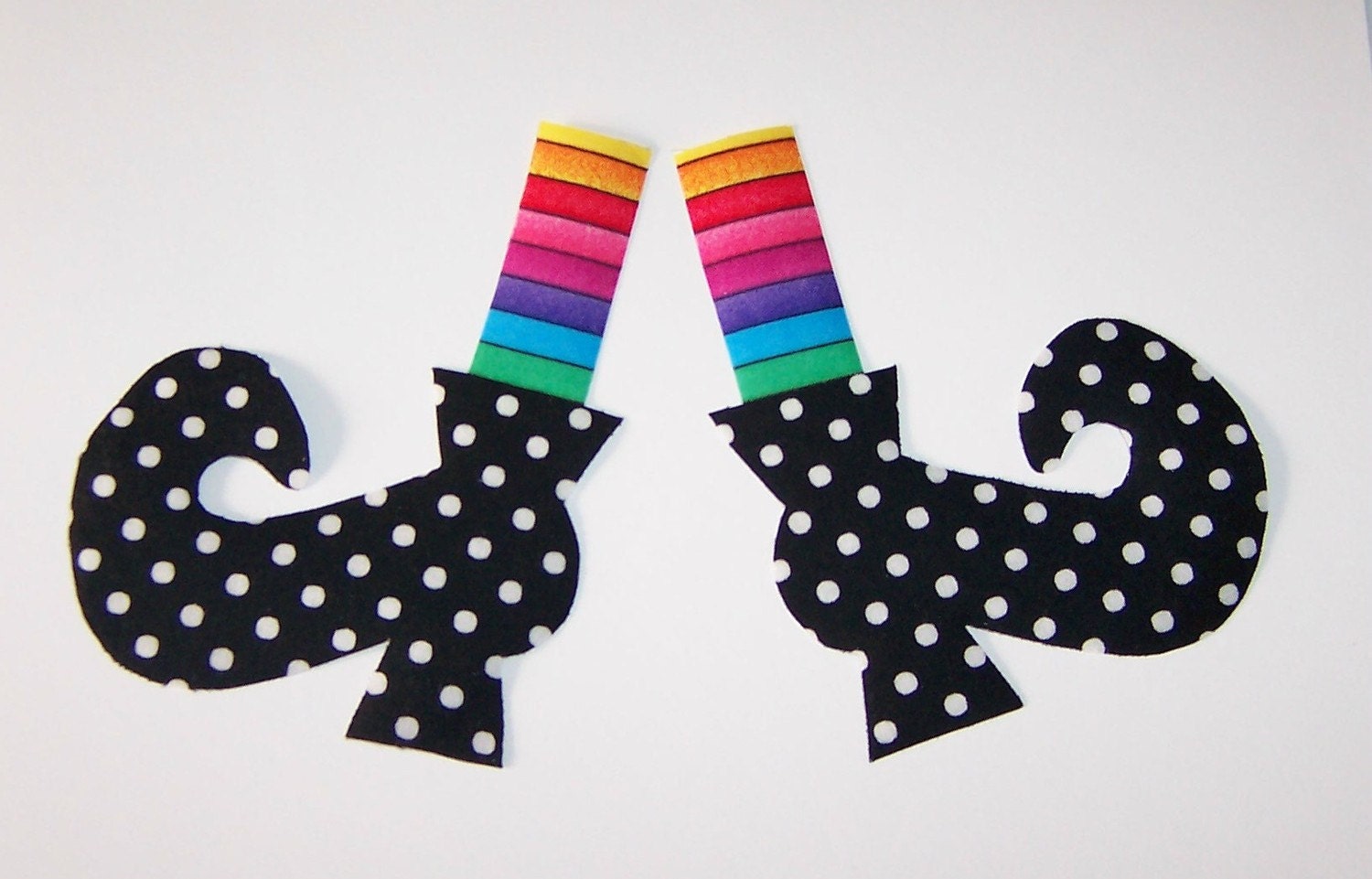 Iron On Fabric Applique RAINBOW Stocking WITCH SHOES