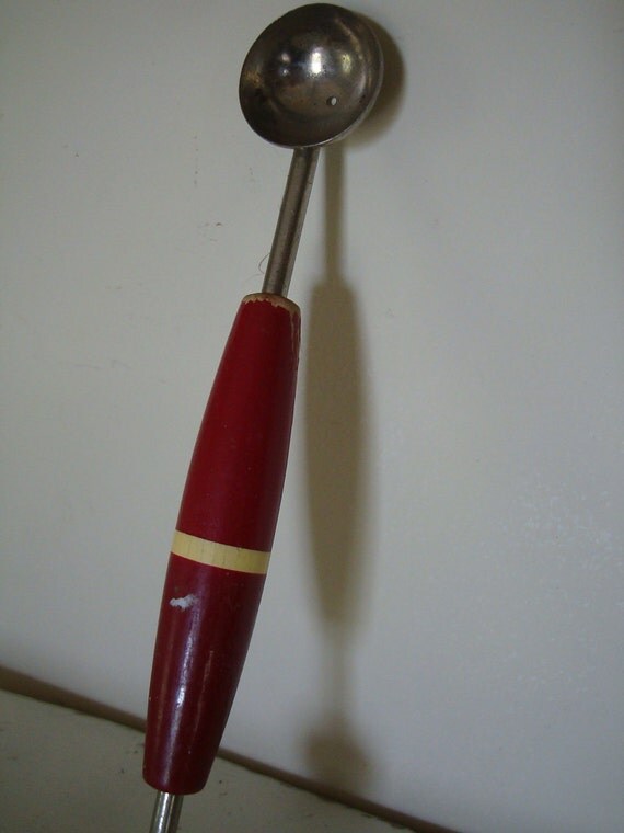 Items similar to Vintage Melon Baller Red wooden Handle Rustic Farm