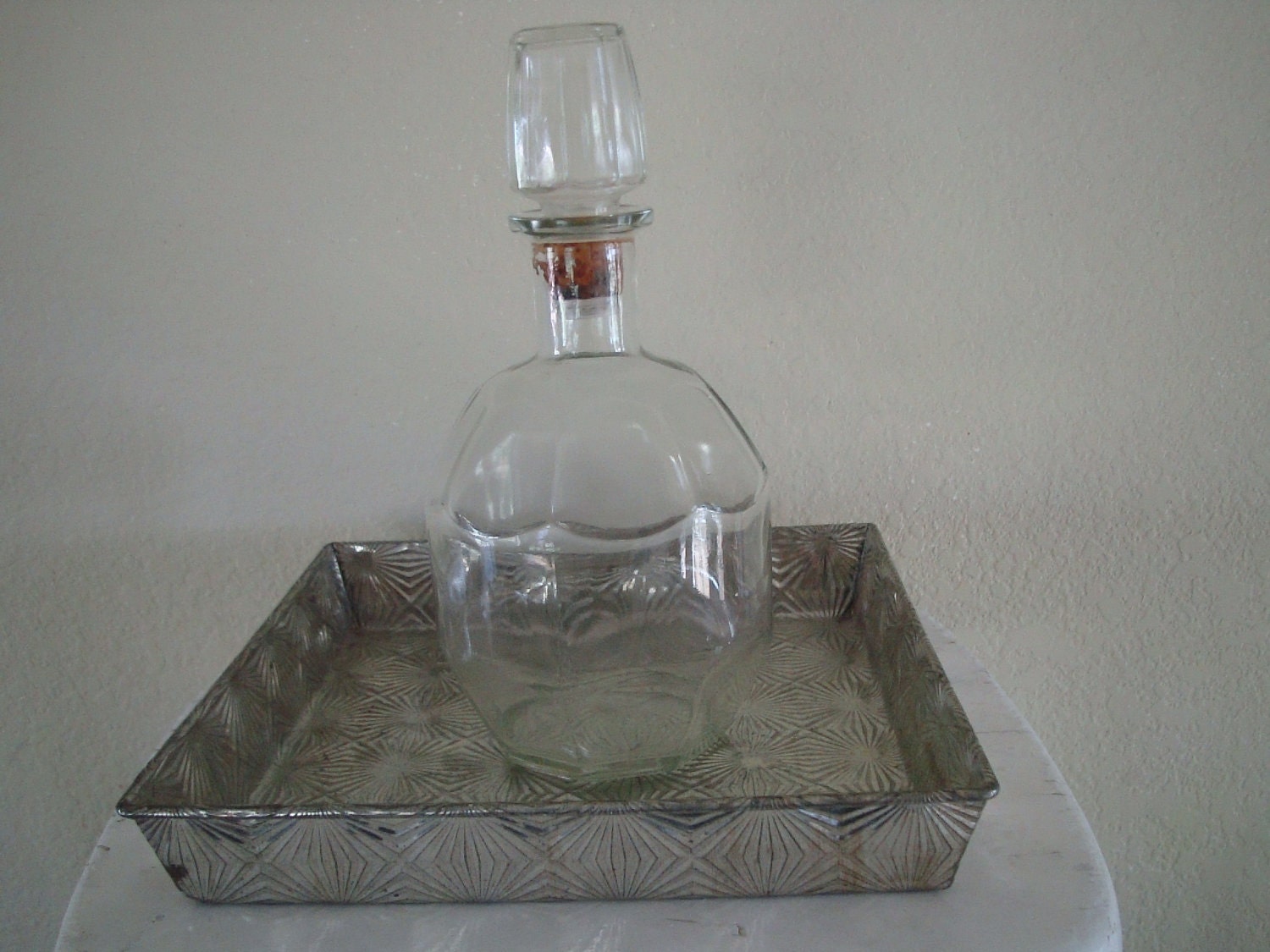 Vintage Cut Glass Liquor Decanter or Bottle Retro style 1950's or 60's