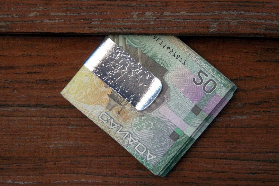Money Clip, Sterling Silver, Handmade, Erosion texture, Natural, Unique
