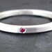 Sterling Silver Stacking Ring 925 and Ruby Handmade Matte Finnish Size: 8