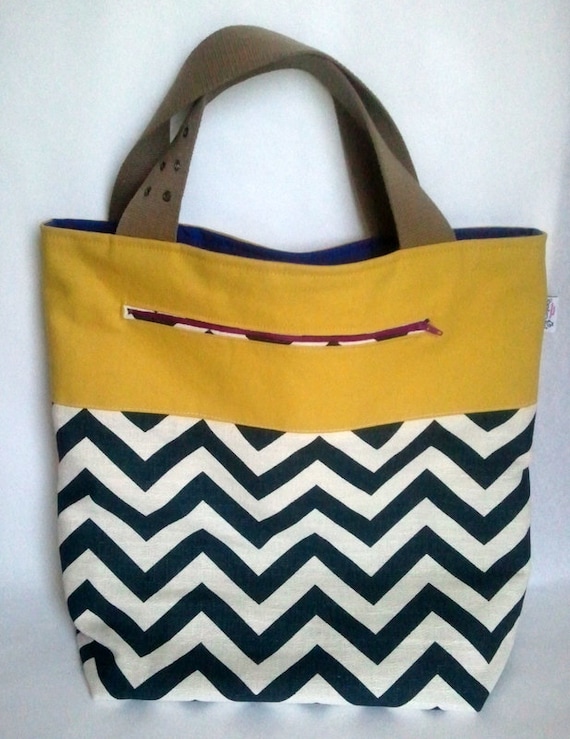 Chevron and Canvas Tote